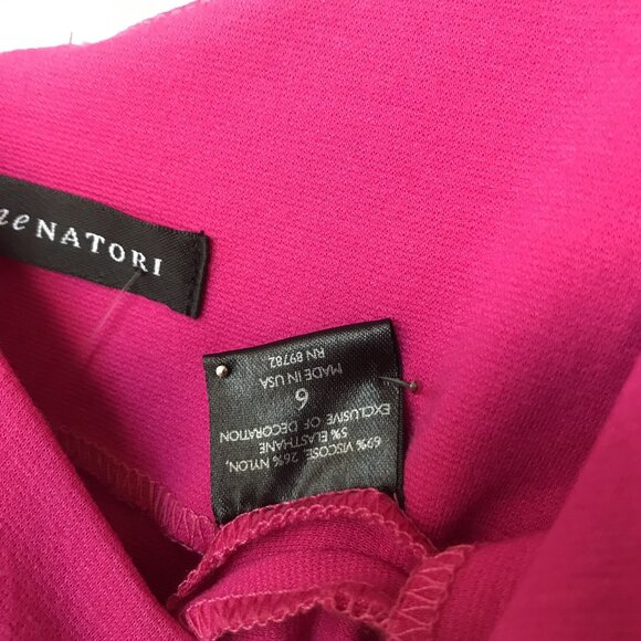 Josie Natori Pink Jersey Sleeveless Peplum Dress Size 6 Bodycon Mob Wife - Picture 8 of 13